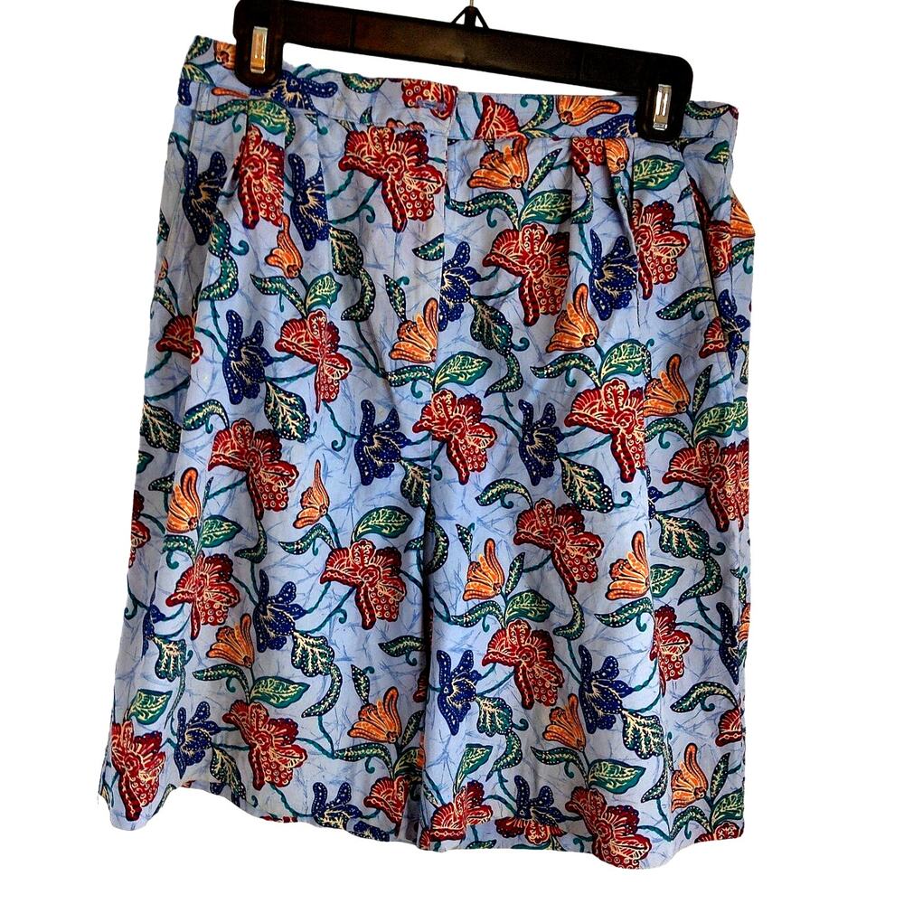 Vintage Susan Bristol Paisley Floral 2pc Set Top Size S Shorts Size 8 Blue - Picture 4 of 9